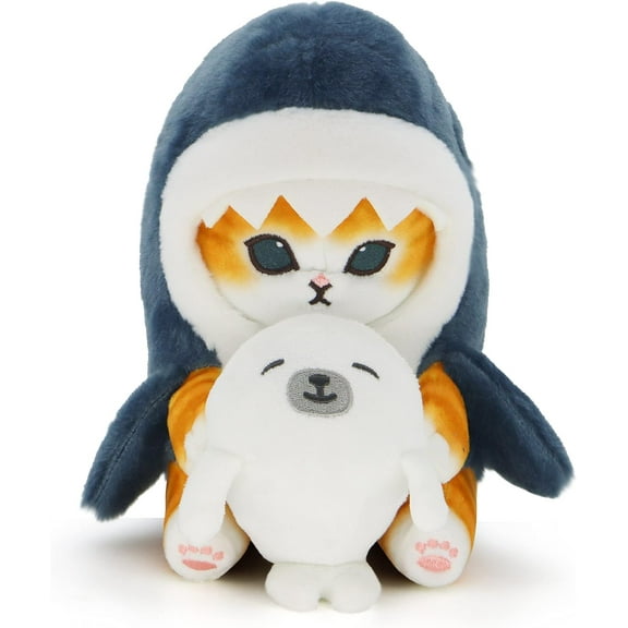 Soft Cute Shark Cat Plush Toy Stuffed Animal Doll, Boys & Girls (Seal cat, 20cm/7.8in)