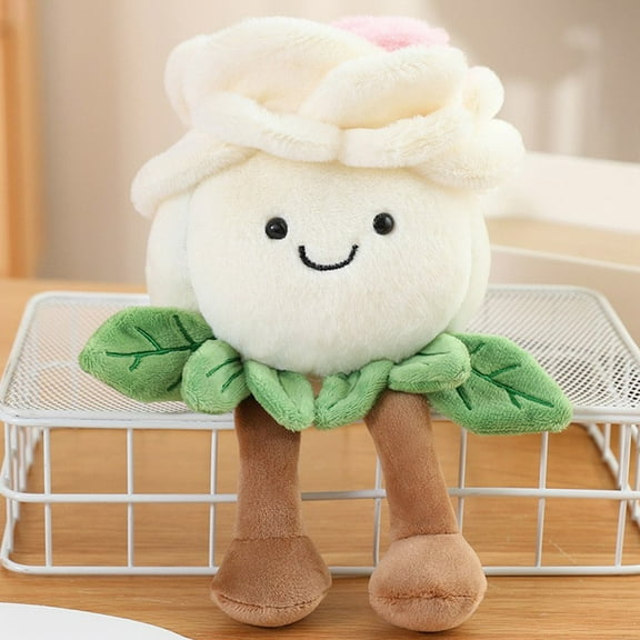 Soft Cute Stuffed Toy, 8.66" Simulated Rose Plush Toy Office Greenery Small Decorative Item,Relief from Fatigue - Rose-shaped Throw Pillow,Multicolor(Clear White)