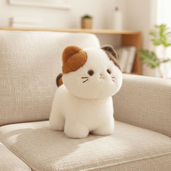 Soft Cute Three-color Cat Plush Toy Adorable Kitten Stuffed Animal Companion Doll for Home Decor and Bedside Gifting