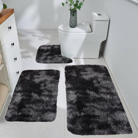 Soft Dark Mixed Color Bath Mats 3 Set Winter Bathroom Rugs,non Slip Thick Washable,modern Aesthetic Design,soft Water Absorption Easy to Dry,home Decor Decorative Living Room,small Space