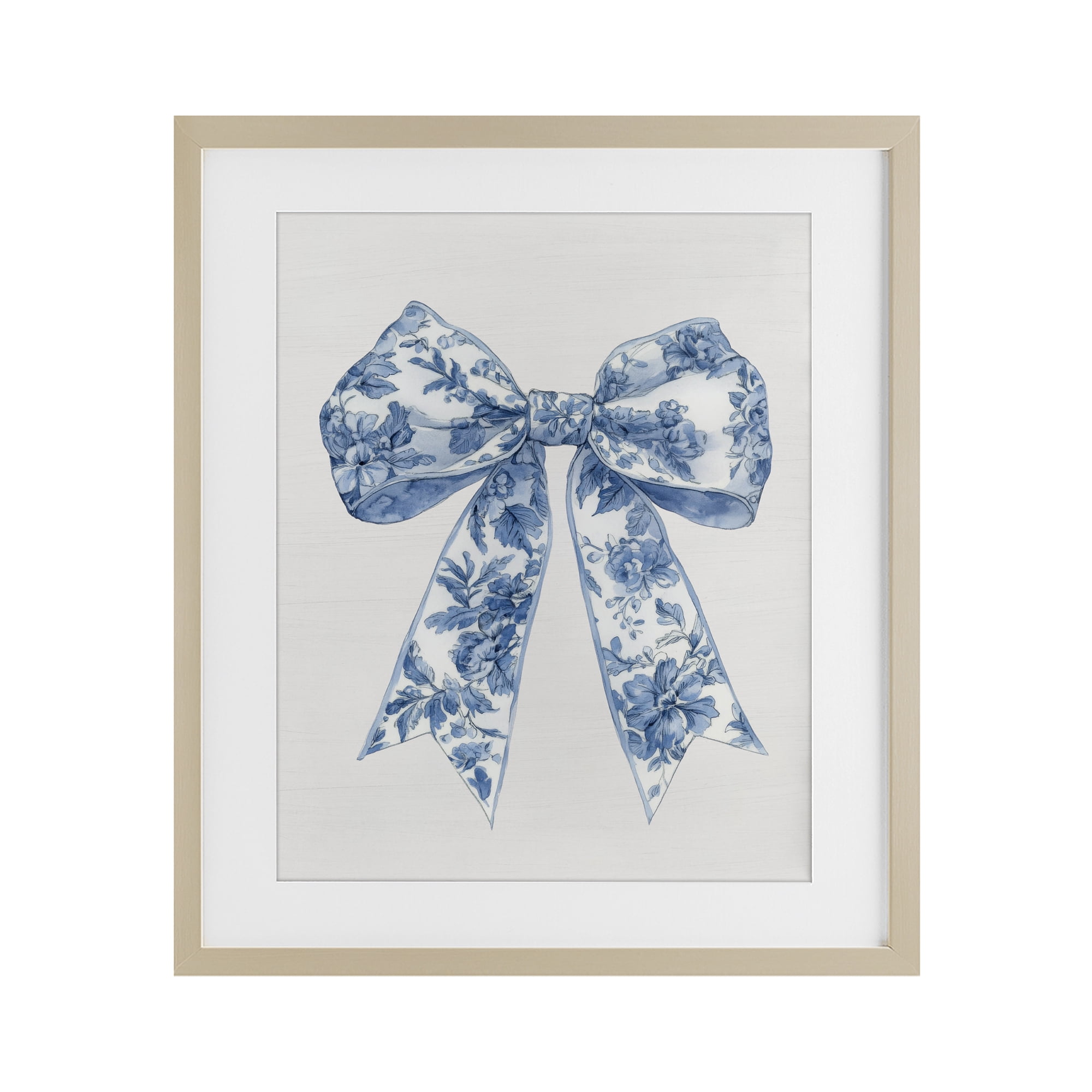 Soft Delicate Toile Bow Birch Framed Print Under Glass, design by Lettered and Lined