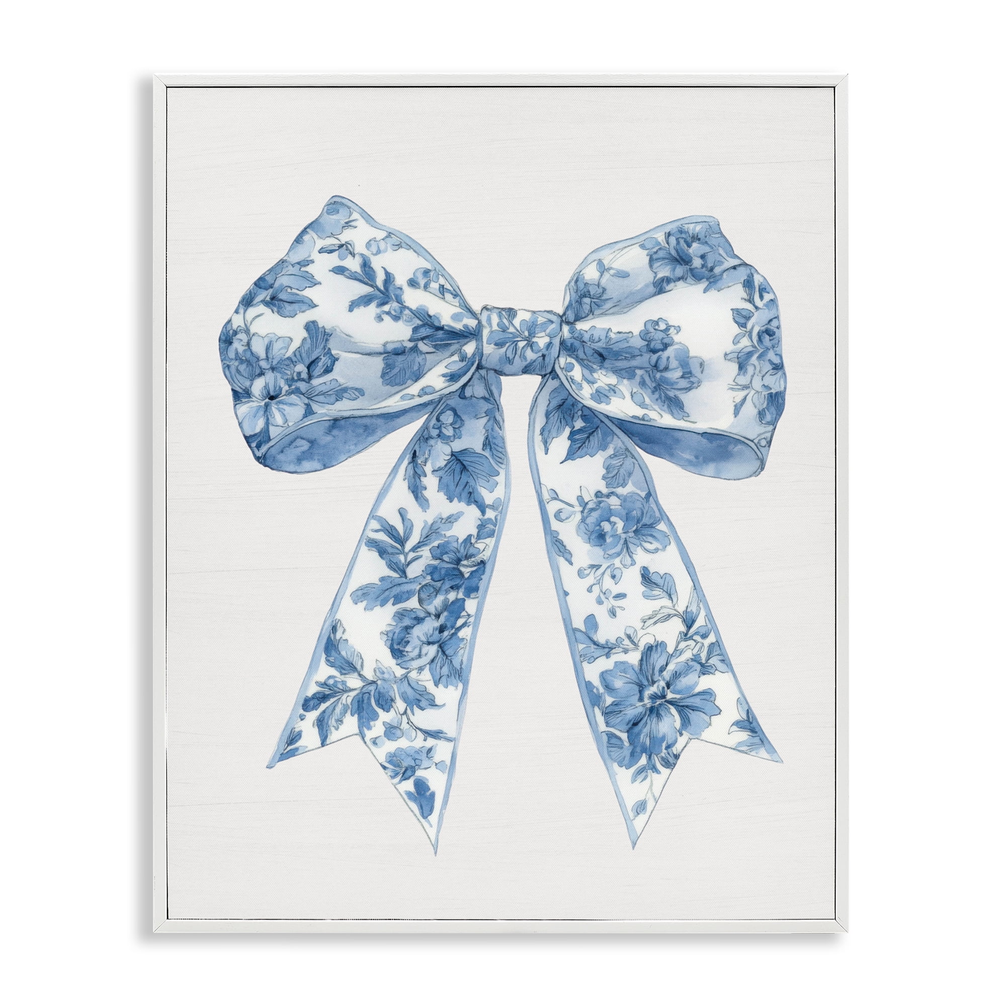 Soft Delicate Toile Bow White Framed Giclee Art, design by Lettered and Lined