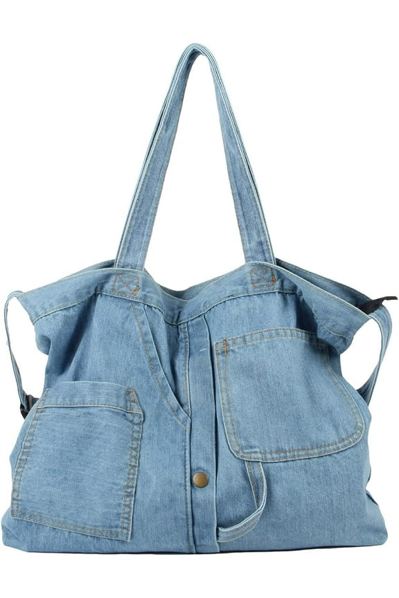 Soft Denim Handbag for Women Casual Hobo Tote Bag Retro Crossbody Bag Large Capacity Denim Purses