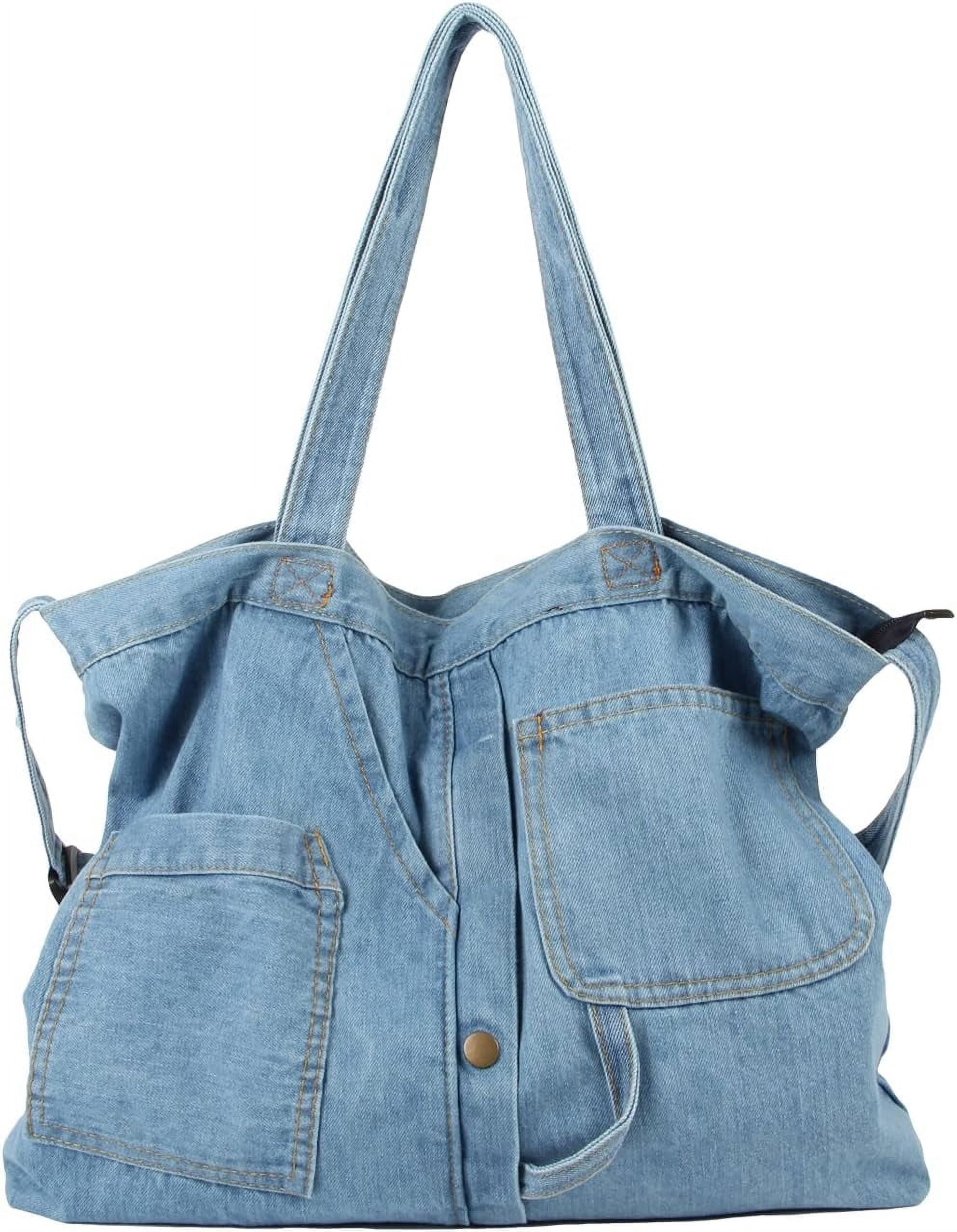 Soft Denim Handbag for Women Casual Hobo Tote Bag Retro Crossbody Bag Large Capacity Denim Purses