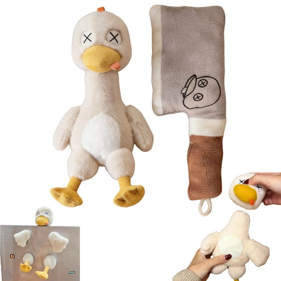 Soft Detachable Duck Plush Toy with Magnetic Parts & Plush Knife Cute Stuffed Goose Animal Interactive Fun Gift