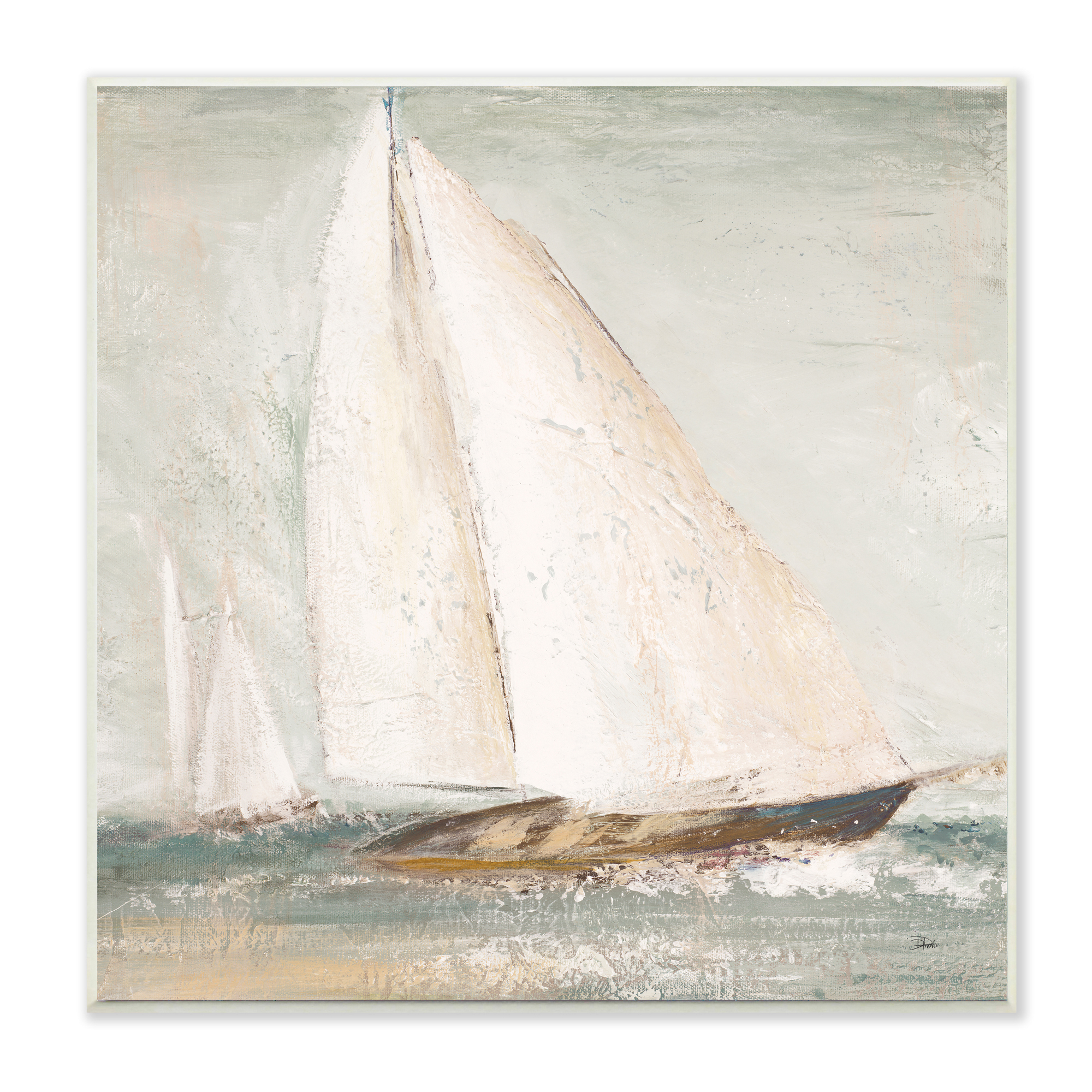 Soft Distressed Sailboat Traditional Nautical Landscape 12 in x 12 in Framed Painting Art Print, by Stupell Home Décor