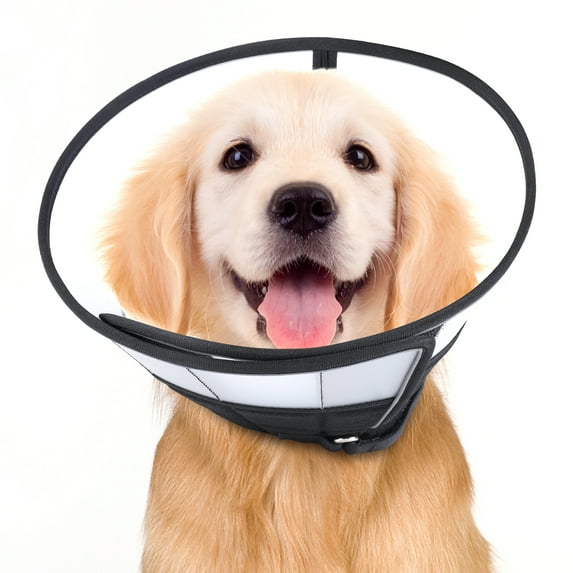 Soft Dog Cone Collar,Flexible PVC Cone for Dogs to Stop Licking Wounds after Surgery,Adjustable Recovery Collar for Dogs, Comfy Elizabethan Collar for Medium/Small Dogs,L