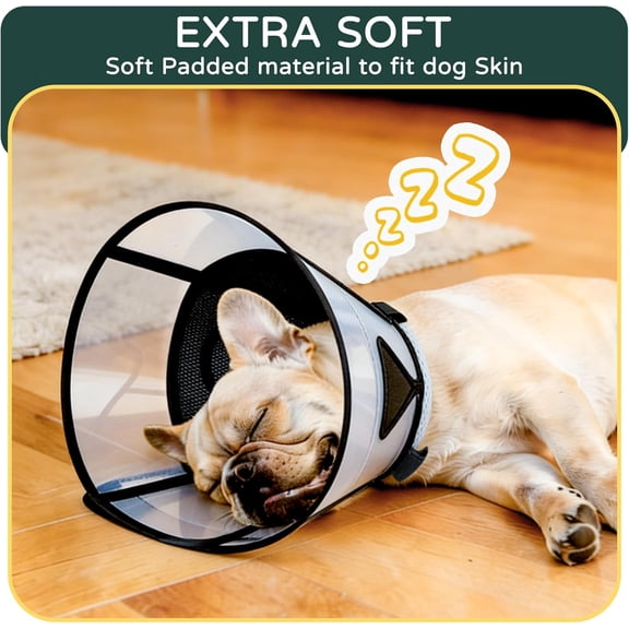 Soft Dog Cone Collar for Large Dogs, Mesh Windows Transparent E Collar for Dog, Anti-Bite Lick Wound Healing After Surgery Neuter Safety Practical Comfy Plastic Cone Black L