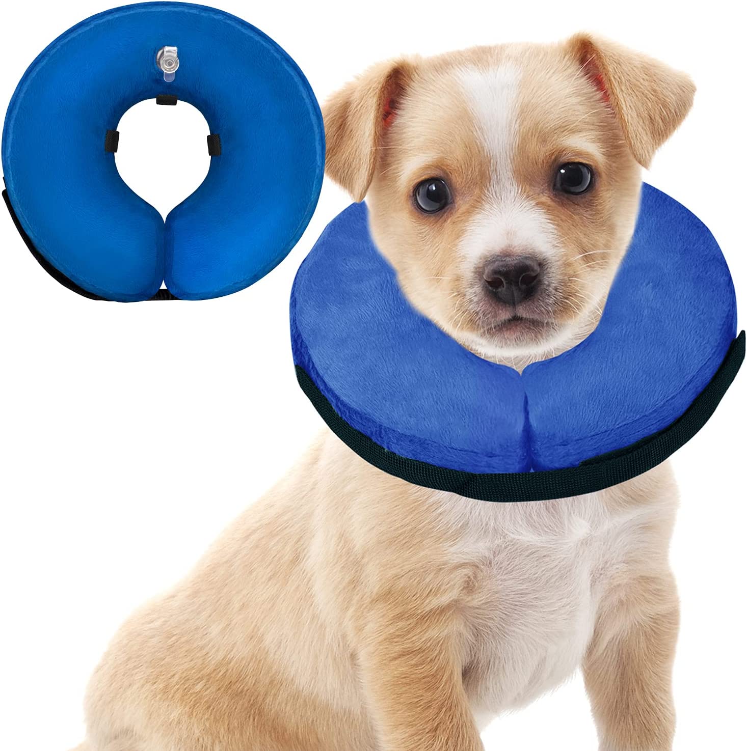 Protective Inflatable Cone Collar for Dogs and Cats, Adjustable Soft