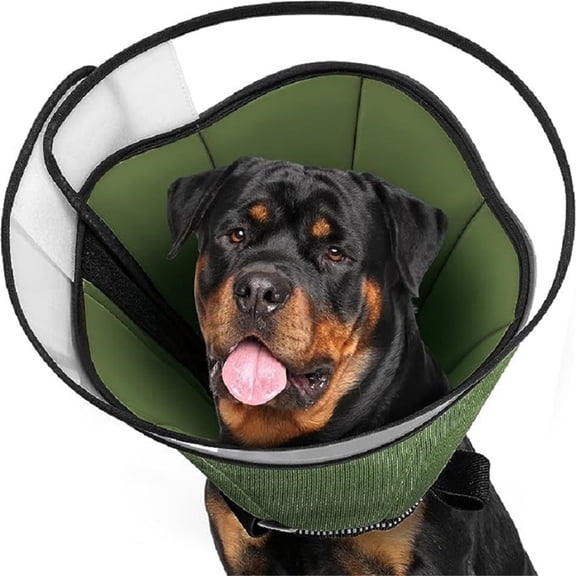 Soft Dog Cone Collar for Large Medium Dogs After Surgery, Adjustable Recovery Lightweight Collar for Dogs to Stop Licking (L)
