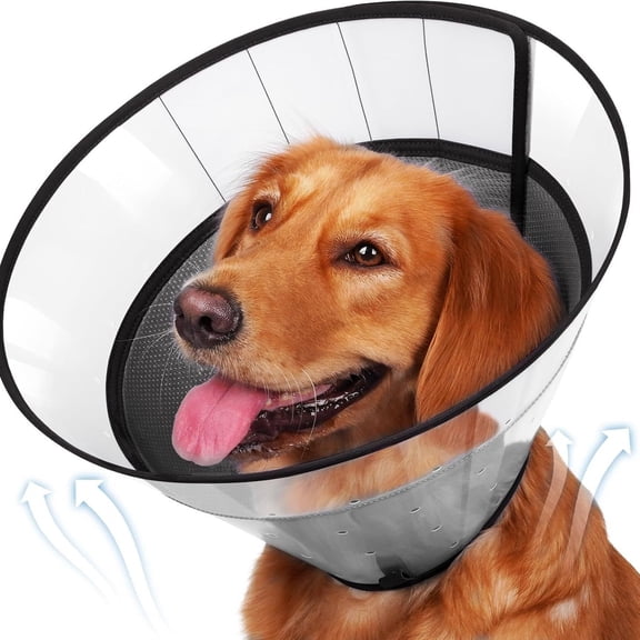 Soft Dog Cone for Large Medium Small Dogs, Breathable Surgical Recovery Elizabethan Collar After Surgery, Adjustable Pet E Collar to Stop Licking Biting Wounds