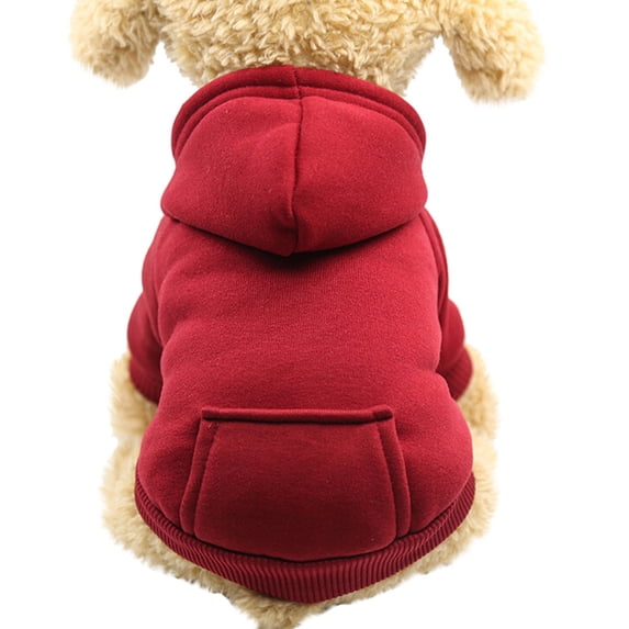 Soft Dog Hoodie with Kangaroo Pocket, Warm Sweatshirt for Dogs Puppy, Breathable Cold‑Weather Casual Pet Clothes, Easy On‑Off Machine Washable Outfit for Boy & Girl Dogs(Wine Red‑XXL)