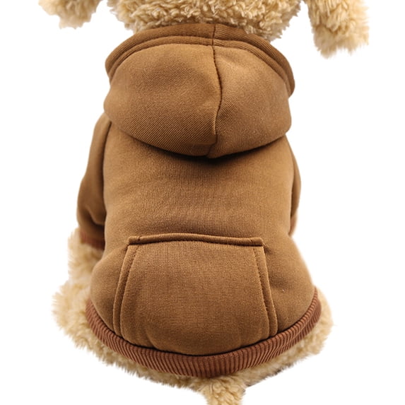 Soft Dog Hoodie with Kangaroo Pocket, Warm Sweatshirt for Dogs Puppy, Breathable Cold‑Weather Casual Pet Clothes, Easy On‑Off Machine Washable Outfit for Boy & Girl Dogs(Coffee‑L)