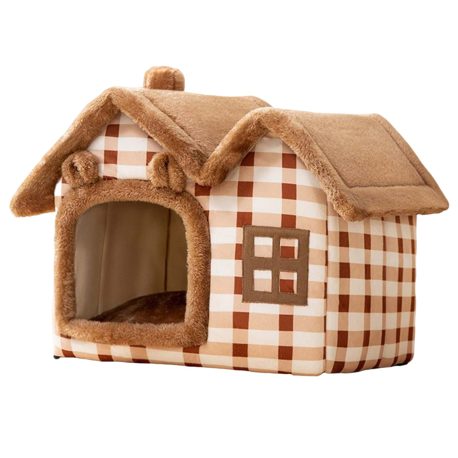 Soft Dog House Indoor Removable Solid Cushion Pad Slip Bottom Semi Enclosed Home Folding Kitty Cave Hut for Small Medium Large Dogs Pet Products