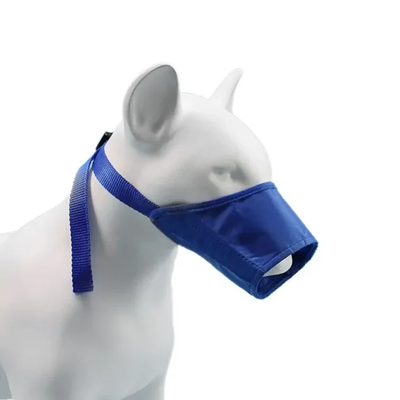 Soft Dog Muzzle Anti Barking Anti-Biting Stop Chewing Dog Muzzle Adjustable Strap Nylon Dog Mouth Cover Pet Accessories for Dogs (Blue,Size 3 (mouth 16cm))
