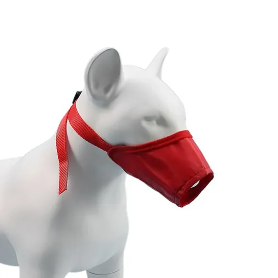 Soft Dog Muzzle Anti Barking Anti-Biting Stop Chewing Dog Muzzle Adjustable Strap Nylon Dog Mouth Cover Pet Accessories for Dogs (Red,Size 3 (mouth 16cm))