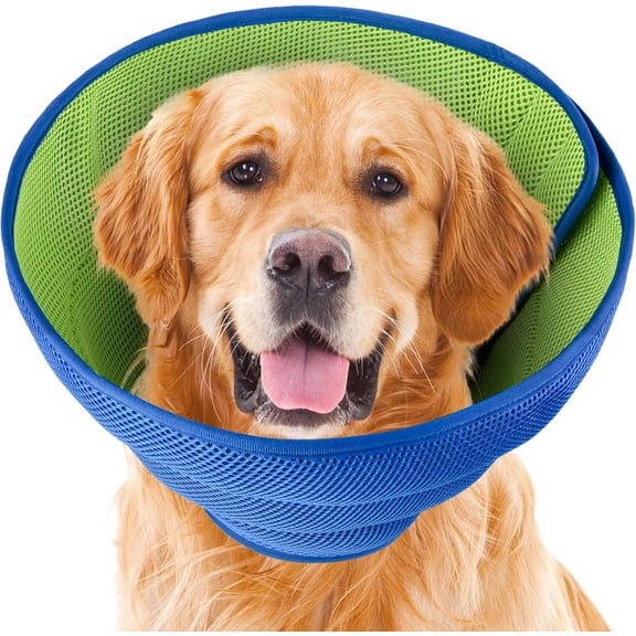 Soft Dog Recovery Cone Collar, Dirt-Resistant & Washable Elizabethan Collar, Post-Surgery Protective Collar for Small Medium Large Dogs, Size L (15-17.3")