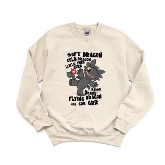 Soft Dragon Cute Mythical Creature Fantasy Plush Cuddly Sweatshirt, for men & women, up to size 5XL