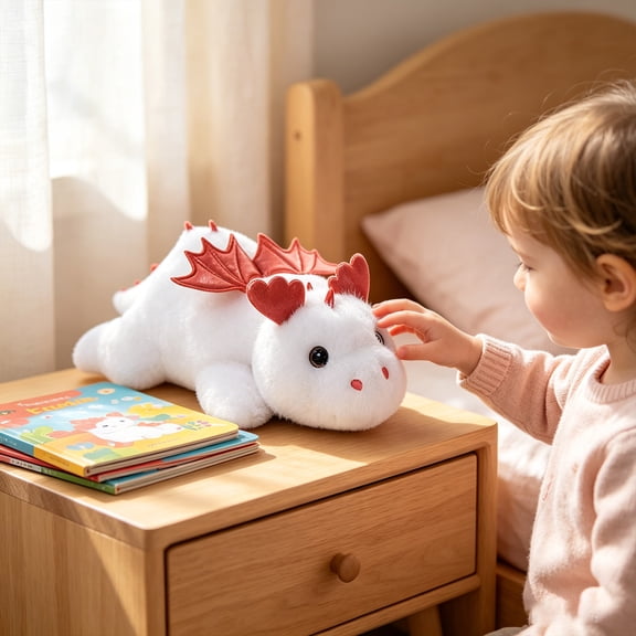 Soft Dragon Plush Toy Stuffed Animal Ideal for Home Decor and Gifts for Boys Girls Adorable Dragon Plushie for Children (White)