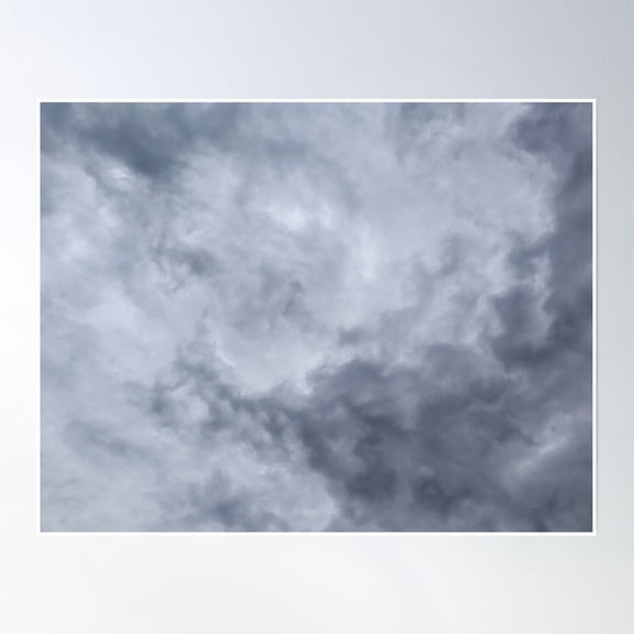 Soft Dreamlike Sky With Dark Grey Patter Of Storm Clouds Forming An Overcast Stormy Day Poster Wall Art, Modern Wall Decor, 8x12 UNFRAMED