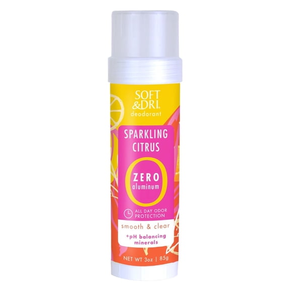 Soft & Dri Deodorant Sparkling Citrus Zero Aluminum 3oz (Pack of 3)