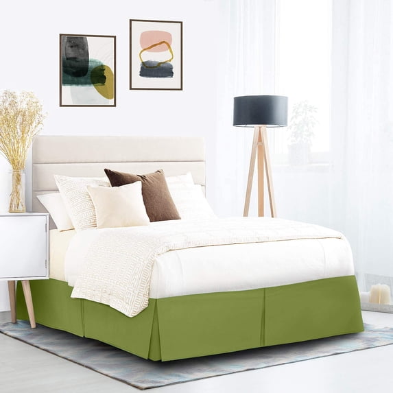 Soft & Durable 600-Thread Count PIMA Cotton Bed Skirt, Pleated, 20" Drop – 1-PC Queen (60" x 80") Size, Dust Ruffle/Bed Skirt, Queen, Solid Sage Green