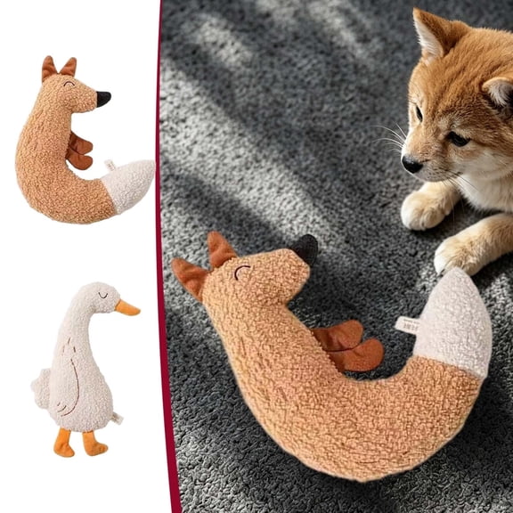 Soft Durable Plush Interactive Pet Gift with Sound Effect, Squeaky Chew Gift for Dogs & Cats of All Sizes, Helps Relieve Boredom, Reduce Anxiety & Strengthen Bond Between Pets and Owners, Brown