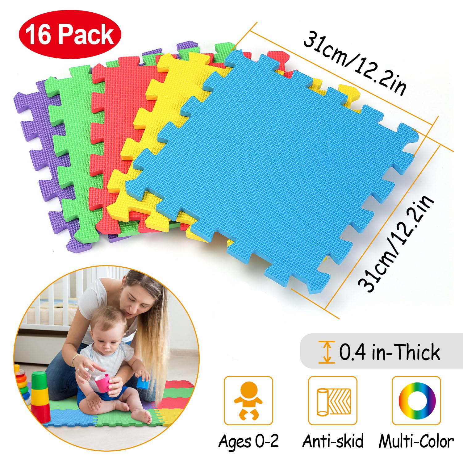 Soft EVA Interlocking Foam Floor Mats, iMounTEK Kids Puzzle Exercise