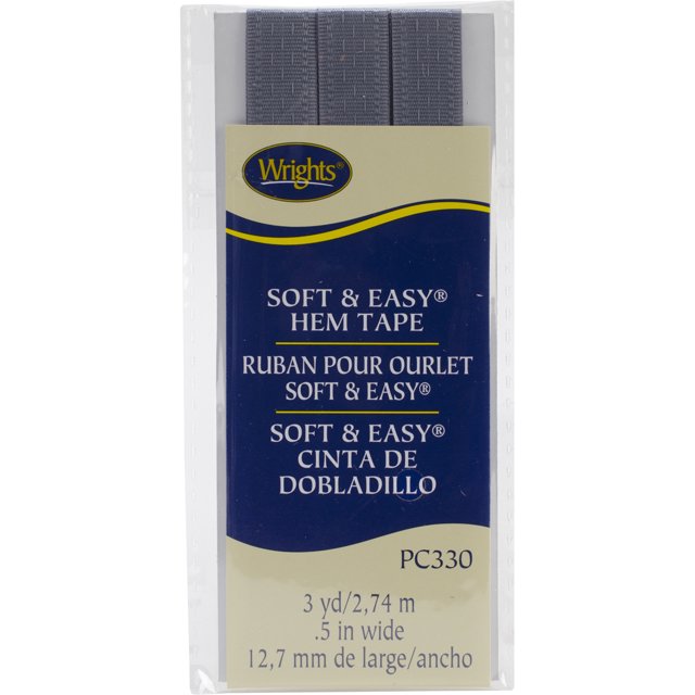 Soft & Easy Hem Tape 1/2"X3ydPewter, Pk 3, Wrights