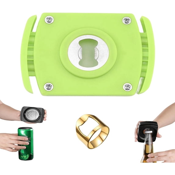 Soft Edge Can Opener with Top Removal and Cutter – Bottle & Can Opener Tool for Safe Smooth Edge Removal and Easy Top Lift Kitchen, 3.93×2.75 inch, Green
