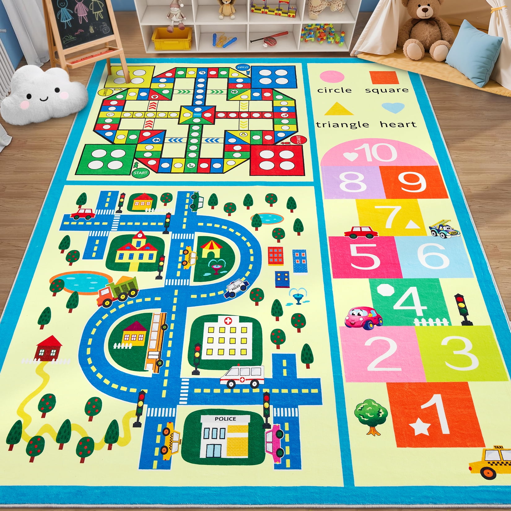 Kids Rug Simple Soft Educational Kids Area Rug, Non-Slip Washable Carpet Rug, Mark ...