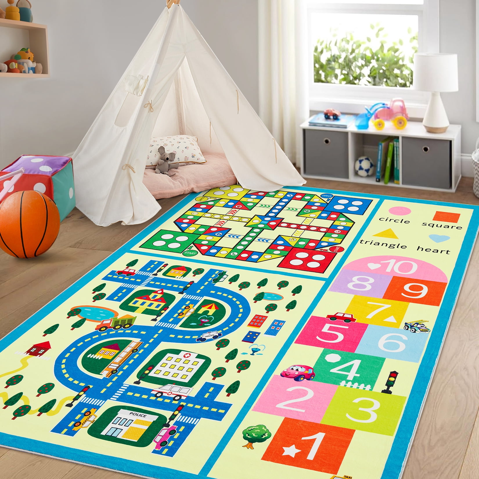 Kids Rug Simple Soft Educational Kids Area Rug, Non-Slip Washable Carpet Rug, Mark ...