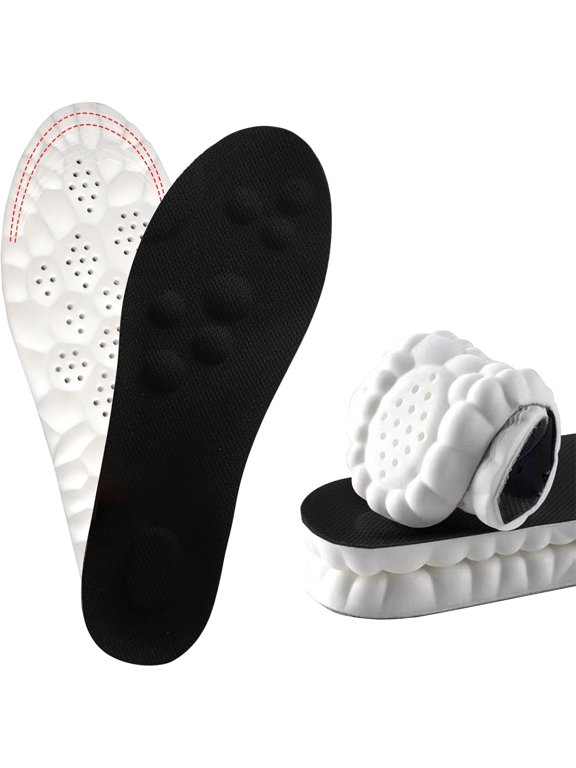 Soft Elastic Breathable Shoe Insoles, 4D Cloud Soles Inserts for Men & Women, Anti Fatigue, Shock Absorption & Foot Pain Relief