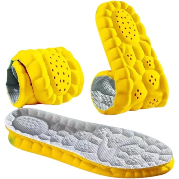 Soft Elastic Breathable Shoe Insoles, 4D Sports Shoes Insoles, High-Elasticity Latex Shock & Memory Foam Cushion for Running, Absorb-Sweat Paddings