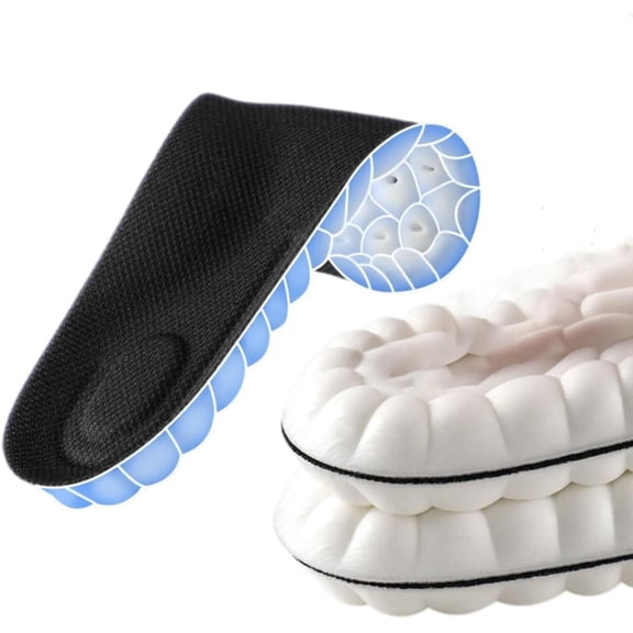 Soft Elastic Breathable Shoe Insoles, 4D Sports Shoes Insoles, High-Elasticity Latex Shock & Memory Foam Cushion for Running, Absorb-Sweat Paddings