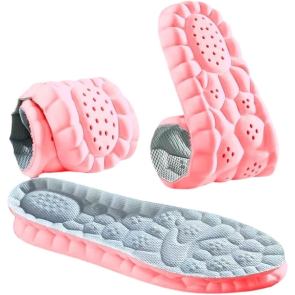 Soft Elastic Breathable Shoe Insoles, 4D Sports Shoes Insoles, High-Elasticity Latex Shock & Memory Foam Cushion for Running, Absorb-Sweat Paddings