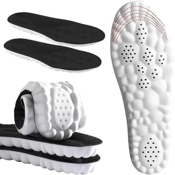 Soft Elastic Breathable Shoe Insoles, Memory Foam Arch Support Inserts with Shock Absorption for Men & Women, Relieve Foot & Heel Pain