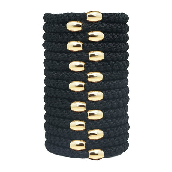 Soft Elastic Hairbands with Bead Detail, 15 Piece Set Ponytail Holders for Thick Hair, Gentle No-Slip Stretch Fabric Hair Ties