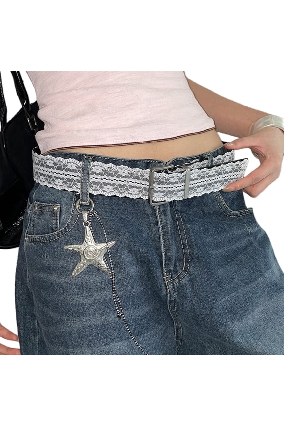 Soft Elastic Maternity-Ready Belt Adjustable Waistband PU Leather Lace Stretch Design