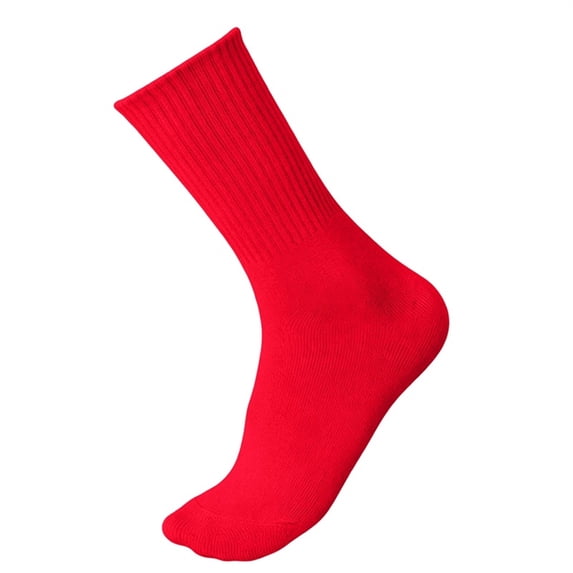 Soft Elastic Ribbed Crew Socks for Girls, Multi-color Solid Mid Calf Kids Socks, Breathable Everyday Basic Socks Red 5-13Years