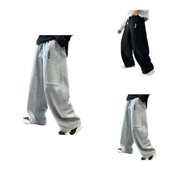 Soft Elastic Waist Jogger Pants for Girls, Loose Fit Baggy Sweatpants with Drawstring, Wide Leg Comfortable Athletic Casual Trousers for Youth Kids