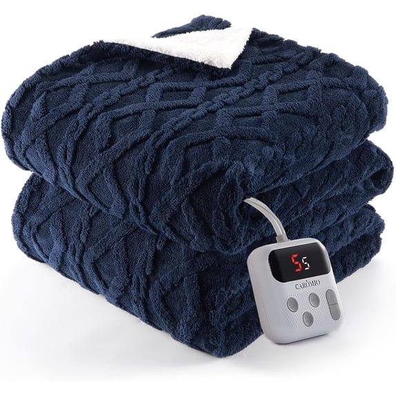 Soft Electric Blanket - Thick Tufted Sherpa Heated Blanket with 10 Heating Levels and 10 Time Settings, ETL Certified Machine Washable Fast Heating Blanket,6 Size Available