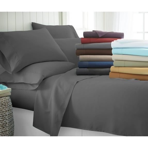 Soft Essentials Solid Microfiber Sheet Sets, Full, Gray, 6-Pieces