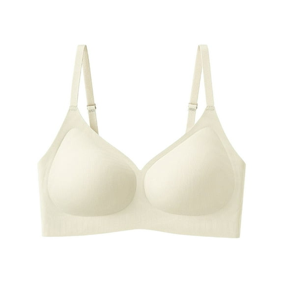 Soft Everyday Bras for Women - Women's Solid Color Sling Seamless Bra with Removable Pads Everyday Bras Khaki Xxl