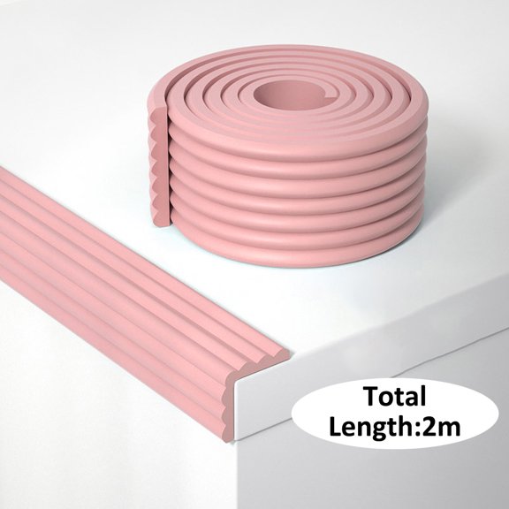 Soft Extra-Wide Edge Protector,2M, with Adhesive Double Sided pre-Taped,Baby Safety Guards Proof Foam Padding(W style)-pink