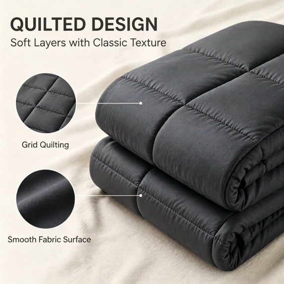 Soft Fabric Blend Quilted Comforter All Season Cozy Down Alternative Bedding Washable