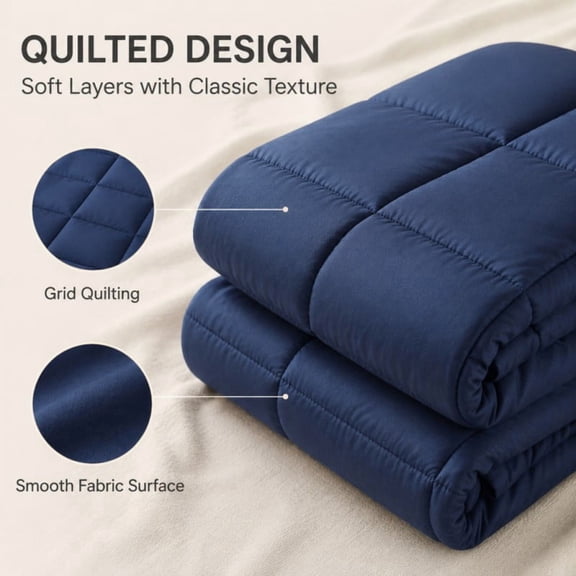Soft Fabric Blend Quilted Comforter All Season Cozy Down Alternative Bedding Washable