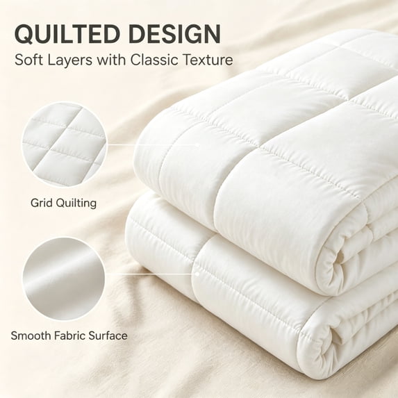 Soft Fabric Blend Quilted Comforter All Season Cozy Down Alternative Bedding Washable