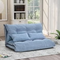 thumbnail image 1 of Soft Fabric Futon Sofa Bed for Living Room, Adjustable Floor Sofa Chair Lounge Mattress Lazy Man Couch with 2 Pillows for Bedroom, Blue, 1 of 7