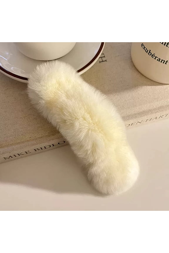 Soft Faux Fur Hair Claw Clips, Large Plush Banana Hair Barrettes for Women, Non-Slip Strong Hold Hair Accessories for Thick/Thin Hair, 3 Colors Optional